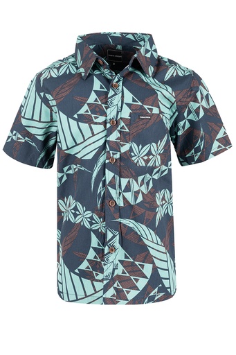 [SB2075] Tribal Origin Boys Bula Shirt- Mawi (2, Deep Teal)