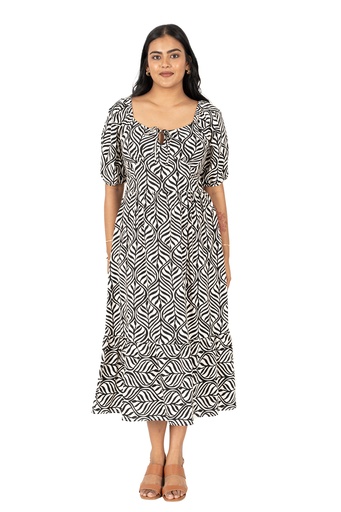 [LD4772] Nifty Soul Ruffled Hem Midi Dress (8, Black)