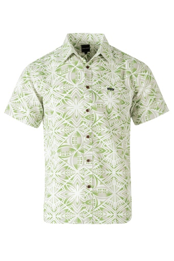 [SS4319] Tribal Origin Mens Bula Shirt- Bitu (S, Green)