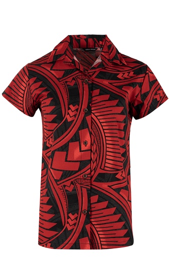 [LW4457] Tribal Origin Ladies Bula Top- Pesi (8, Black/Red)