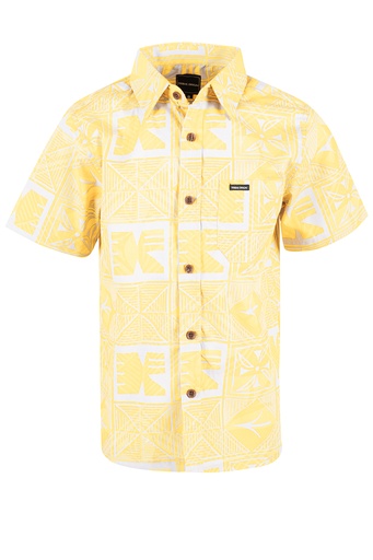 [SB2081] Tribal Origin Boys Bula Shirt- Waevi (2, Yellow/Grey)