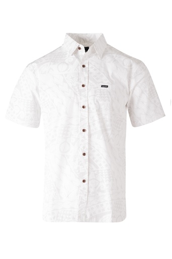 [SS4322] Tribal Origin Mens Bula Shirt- Kemoli (S, White)