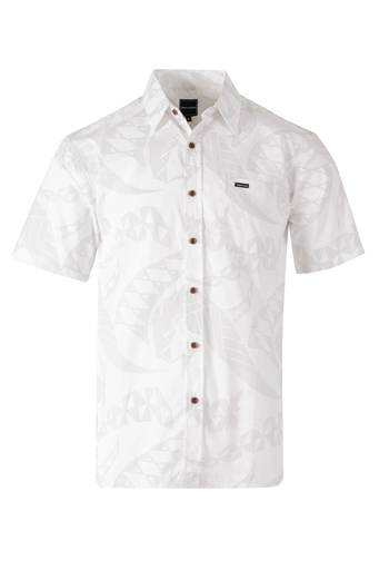 [SS4323] Tribal Origin Mens Bula Shirt- Mawi (S, White)