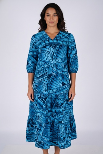 [LD5164] Tribal Origin Ladies Lili Dress- FB1869 (10, Blue/Black)