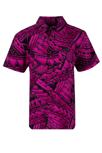 [SB2096] Tribal Origin Boys Bula Shirt- FB1869 (2, Pink/Black)