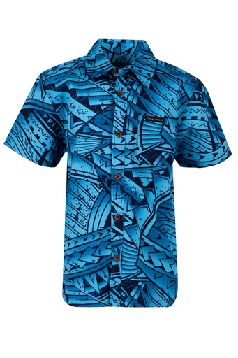 [SB2096] Tribal Origin Boys Bula Shirt- FB1869 (2, Blue/Black)