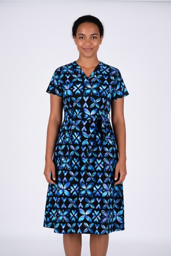 [LD5174] Tribal Origin Ladies Rivi Dress FB1871 (10, Black/ Blue)