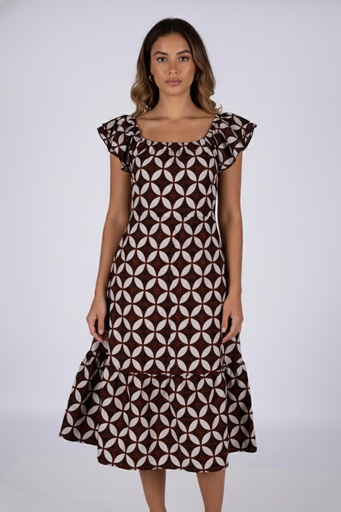 [LD5167] Tribal Origin Hoana Dress FB1873 (10, Black/Brown)