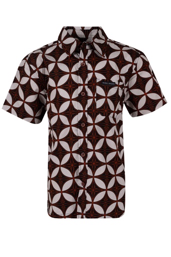 [SB2099] Tribal Origin Boys Bula Shirt FB1873 (2, Black/Brown)