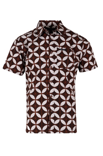 [SS4465] Tribal Origin Mens Bula Shirt FB1873 (S, Black/Brown)