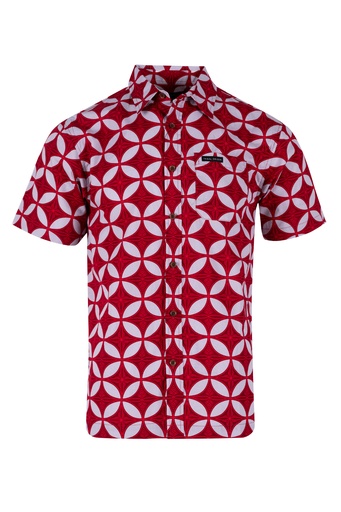 [SS4465] Tribal Origin Mens Bula Shirt FB1873 (S, Gray/Burgundy)