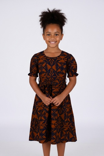 [LG2057] Tribal Origin Girls Rylee Dress FB1877 (2, Black/Brown)