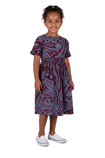[LG2060] Tribal Origin Girls Fillipa Dress FB1881 (2, Black/Teal)
