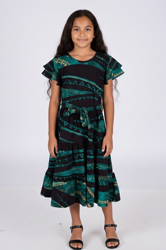 [LG2093] Akamu Girls Avery Dress-Malua (2, Green)