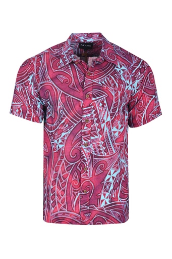 [SS4012] Akamu Mens Tahitia Shirt Fb1701 (S, Pink Ruby)